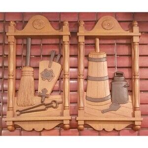 Vintage 1776 DART Inc. Homeco Cottage Core Wall Plaques #7290 A & D 12"x6.5"